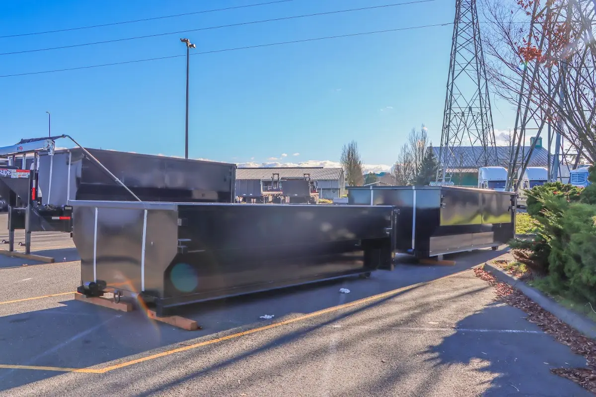 Roll-off dumpster ready for waste disposal at job site for 12 Yard Dumpster Rental in Wheeling